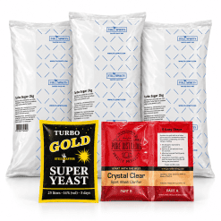 Still Master Turbo Gold Production Pack with three 2kg Turbo Sugar bags, Turbo Gold yeast and Pure Distilling Crystal Clear